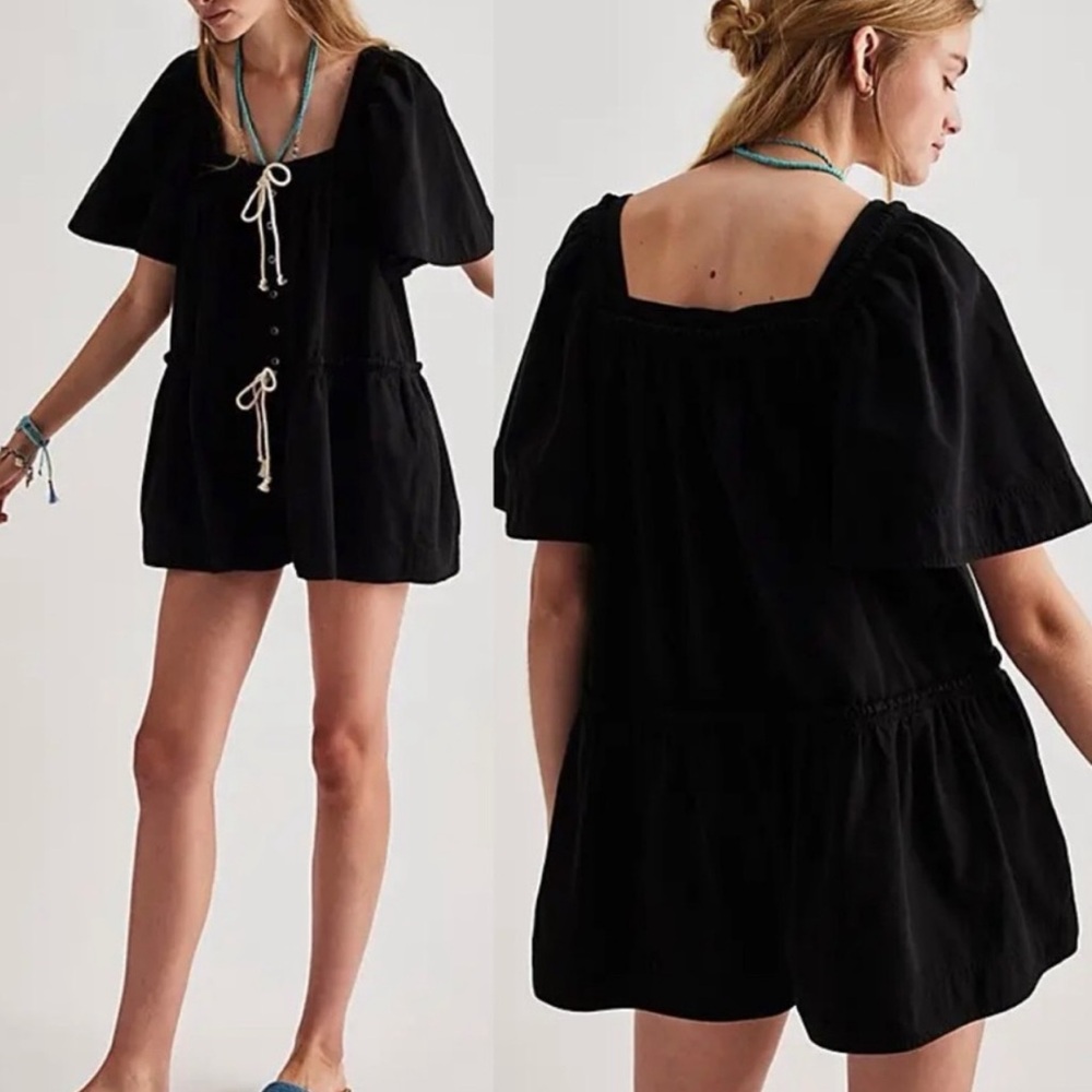 Free people County Line Denim Romper Color Soundwave